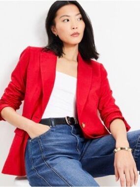 ♥️ NWT Loft Women’s Oversized Linen Blend Classic Single-Button Blazer Size 2